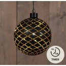 Glaskugel Anhänger LED - Schwarz/Diamant