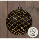 Glaskugel Anhänger LED - Schwarz/Diamant