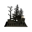 Teelichthalter Reh/Wald 13 x 5 x 12 cm Schwarz