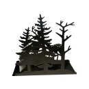 Teelichthalter Reh/Wald 13 x 5 x 12 cm Schwarz