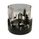 Teekicht mit Rentier D 8 cm H 8 cm Schwarz